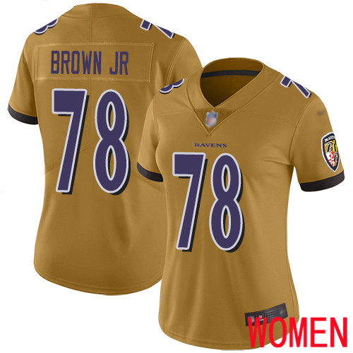 Baltimore Ravens Limited Gold Women Orlando Brown Jr. Jersey NFL Football #78 Inverted Legend